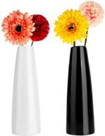 🏺 ceramic vase set of 2 with 4 artificial flowers - unique home décor - ideal shelf, bookcase, and cabinet decoration - modern farmhouse style - table and fireplace accent - perfect gift for birthdays logo