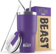 🟣 30oz purple stainless steel vacuum insulated tumbler - double wall coffee ice cup travel flask by greens steel логотип