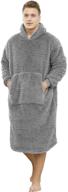 🧥 cozygray sherpa wearable blanket oversized hoodie sweatshirt tv blanket with extended sleeves and convenient pocket логотип