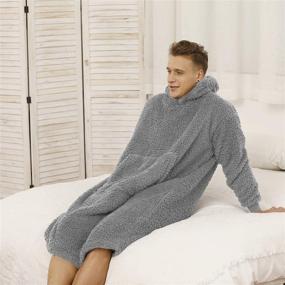 img 1 attached to 🧥 CozyGray Sherpa Wearable Blanket Oversized Hoodie Sweatshirt TV Blanket with Extended Sleeves and Convenient Pocket