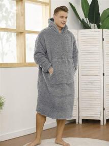 img 2 attached to 🧥 CozyGray Sherpa Wearable Blanket Oversized Hoodie Sweatshirt TV Blanket with Extended Sleeves and Convenient Pocket