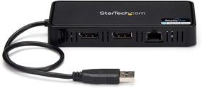 img 1 attached to 🖥️ StarTech.com USB 3.0 Док-станция для двух мониторов Mini Dock - Видео DisplayPort 4K 60 Гц и гигабитный Ethernet - кабель 1 фут (30 см) - Переносной адаптер для ноутбука USB 3.1 Gen 1 Type-A (USBA2DPGB)