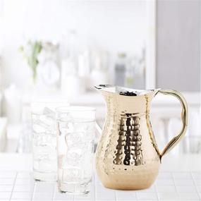 img 2 attached to 🍶 1.5 Quart Decorative Copper Water Pitcher with Ice Guard