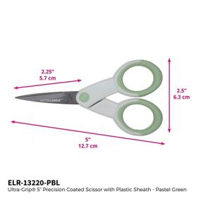 img 3 attached to 📏 ECR4Kids Precision Non-Stick Coated Scissors 5" - Ultra-Grip, Extra Sharp Pointed Tip - Sewing and Crafting, Pastel Green - with Sheath