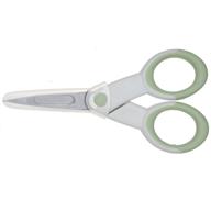 📏 ecr4kids precision non-stick coated scissors 5" - ultra-grip, extra sharp pointed tip - sewing and crafting, pastel green - with sheath logo