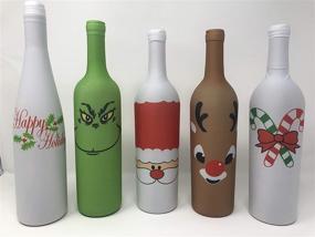 img 4 attached to 🎄 Unique Christmas Wine Decor: Holiday Gear Wine Bottle Covers & Xmas Decorations Winners! Set of 5, Ideal for Liquor & Wine Gift Exchanges - Better than Wine Labels & Stickers