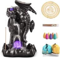 🐉 yajodi dragon backflow incense holder: aesthetic waterfall incense burner with 70 cones, 50 sticks, mat, and tweezers - aromatherapy ornament for home decor (black brown) логотип