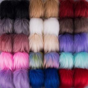 img 1 attached to 🎀 SIQUK 30-Piece Faux Fur Pom Pom Set: Fluffy Fox Fur Poms with Elastic Loop for Hats, Scarves, Gloves, Bags & More - 15 Vibrant Colors, 2pcs/Color