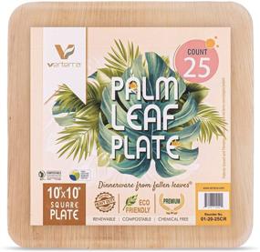 img 4 attached to 🍃 VerTerra 10-inch Extra Large Square Disposable Plate - 25-Pack, Heavy Duty, Eco-Friendly, Biodegradable, Sustainable Dinnerware for Weddings, Events, Parties - 100% Compostable Palm Leaf