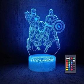 img 1 attached to 👨 Vibrant Iron Man LED Night Light - Remote Control 3D Illusion Lamp with 16 Color Options, Perfect Boys' Decor and Gift