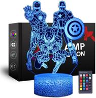 👨 vibrant iron man led night light - remote control 3d illusion lamp with 16 color options, perfect boys' decor and gift логотип