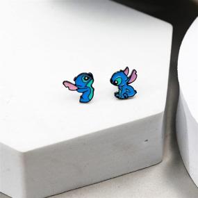 img 1 attached to Stitch Earrings: Anime Cartoon Stitch Ear Studs, Ohana Means Family - Lilo Jewelry Gifts for Women/Girls