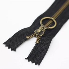 img 2 attached to 🔗 10PCS 12 Inch #5 Antique Brass Plated Metal Zippers Bulk – Close End Zippers for Sewing, Purse, Bags and Crafts