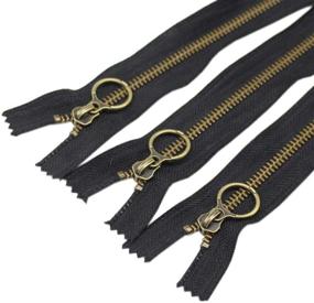 img 3 attached to 🔗 10PCS 12 Inch #5 Antique Brass Plated Metal Zippers Bulk – Close End Zippers for Sewing, Purse, Bags and Crafts