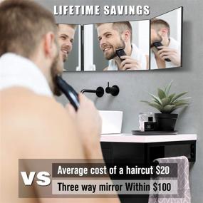 img 3 attached to OLIBUY 3-Way Mirror: Height Adjustable Tri-fold Mirror for Hair Cutting, Shaving, and Makeup - Perfect Self Haircut Mirror and Gift for Men or Women