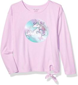 img 3 attached to Empire Purple Graphic Girls' 👚 Tops, Tees & Blouses by Childrens Place