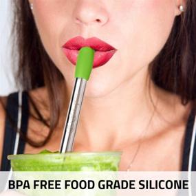 img 1 attached to 🥤 Boba Fide Silicone Straw Tips: 12mm Wide Reusable Stainless Steel Bubble Tea Smoothie Straws Accessories, Protect Teeth and Lips, 4 Vibrant Party Colors, Kids Friendly