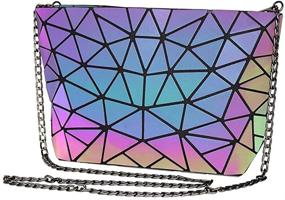 img 4 attached to Geometric Luminous Handbags Holographic Reflective Women's Handbags & Wallets for Shoulder Bags