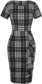 img 2 attached to 👗 Charming Polka Dot Office Bodycon Pencil Dress for Women with Short Sleeves - Naive Shine