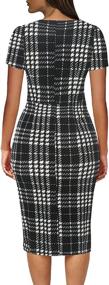 img 3 attached to 👗 Charming Polka Dot Office Bodycon Pencil Dress for Women with Short Sleeves - Naive Shine