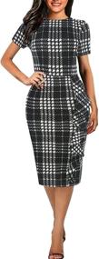 img 4 attached to 👗 Charming Polka Dot Office Bodycon Pencil Dress for Women with Short Sleeves - Naive Shine