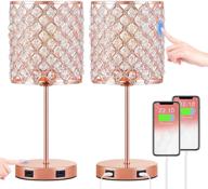 🌹 rose gold crystal lamp set of 2 with usb touch control, dual usb ports, 3 way dimmable touch, and included bulbs - bedside lamps for bedroom, nightstand lamp, desk light (2 packs) логотип