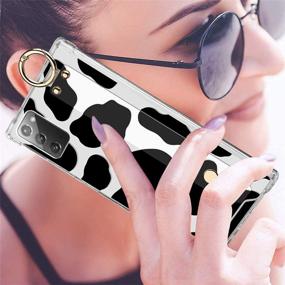 img 3 attached to 🐄 Samsung Galaxy Note 20 Clear Case with Cow Print Wrist Strap Kickstand, Screen Protector - Cute Transparent Protective Bumper Band Cover for Women, Girls [Note 20 6.7”]