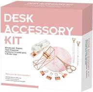 🌹 rose gold 10-piece toodoo desk accessory set: stapler, mouse pad, tape dispenser, crystal pens, scissors, and more table accessories логотип