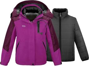 img 4 attached to 🧥 Wantdo Girls' 3 in 1 Waterproof Ski Jacket: Windproof & Warm Winter Snow Coat with Hood - Perfect for Snowboarding, Skiing, and Rainy Days