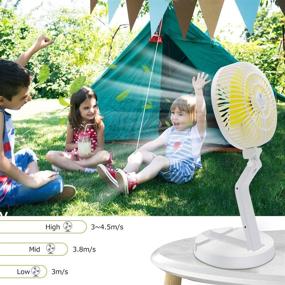 img 1 attached to 🌬️ Yocuby Foldable Fan with Lights and USB Rechargeable, Portable Table and Desk Fan - 16INCH Cordless Outdoor Standing Fan for Home, Office, Camping and Picnic (White)