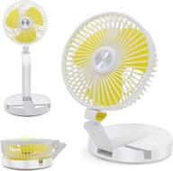 🌬️ yocuby foldable fan with lights and usb rechargeable, portable table and desk fan - 16inch cordless outdoor standing fan for home, office, camping and picnic (white) logo