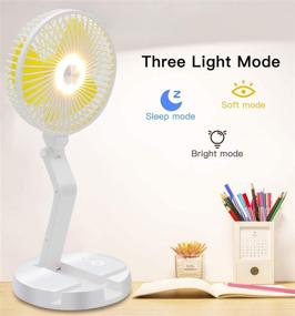 img 2 attached to 🌬️ Yocuby Foldable Fan with Lights and USB Rechargeable, Portable Table and Desk Fan - 16INCH Cordless Outdoor Standing Fan for Home, Office, Camping and Picnic (White)