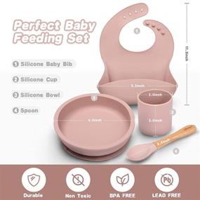 img 2 attached to 🍼 BPA-Free Baby Feeding Set – Food Grade Silicone Dinner Plate and Cutlery Bundle for Self-Feeding – Includes Suction Cup Bowl, Spoon, Bib, and Cup (Pink)