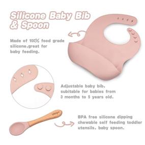 img 1 attached to 🍼 BPA-Free Baby Feeding Set – Food Grade Silicone Dinner Plate and Cutlery Bundle for Self-Feeding – Includes Suction Cup Bowl, Spoon, Bib, and Cup (Pink)