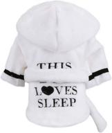 thickened luxury soft cotton hooded pet pajama bathrobe with quick drying & super absorbent dog bath towel - soft nightwear for puppy, small dogs & cats, white логотип