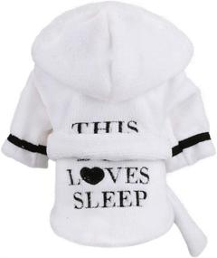 img 3 attached to Thickened Luxury Soft Cotton Hooded Pet Pajama Bathrobe with Quick Drying & Super Absorbent Dog Bath Towel - Soft Nightwear for Puppy, Small Dogs & Cats, White