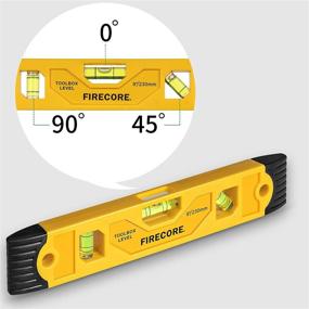 img 1 attached to 🔥 Firecore Magnetic Torpedo Level: 9-Inch Shockproof Toolbox Level with 3 Bubble Spirit Level - 45 90 180 Degree Accuracy