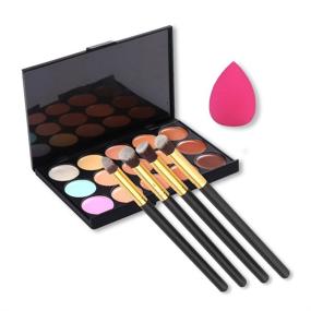 img 2 attached to 💄 Enhance Your Beauty with U-beauty(TM) 15 Colors Contour Face Cream Makeup Concealer Palette + 4pcs Powder Brushes and Free Makeup Sponge Blender (Eyebrush+Palette Set)