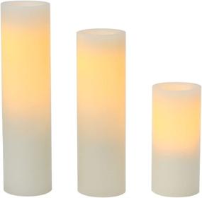 img 3 attached to 🕯️ Sterno Home Cream Impressions Slim Pillars Flameless Candles - 4, 6, & 8-Inch, Smooth, Unscented - 3-Pack