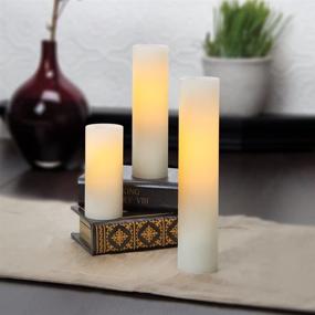 img 1 attached to 🕯️ Sterno Home Cream Impressions Slim Pillars Flameless Candles - 4, 6, & 8-Inch, Smooth, Unscented - 3-Pack