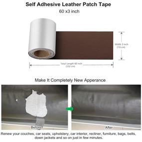 img 2 attached to ILOFRI Bonded Leather Repair Patch Tape: Strong Adhesion 3x60 inch Vinyl and Leather Repair Kit for Couches, Furniture, Car Seat, Automotive Interior, Handbags - Brown+