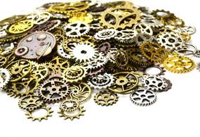 img 3 attached to 🔧 Aokbean Steampunk Gears Vintage Metal Charms: Assorted 150g Mix for Jewelry Making, Resin Crafting, Steam Punk Halloween Party – Brighten up your Projects with Mixed Colors!