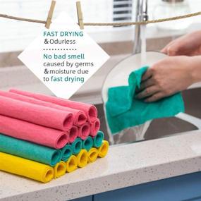 img 2 attached to Dufre Reusable Cleaning Cloths - Super Absorbent & Lint Free Dish Clothes for Eco-Friendly Kitchen Cleaning (Pack of 20)