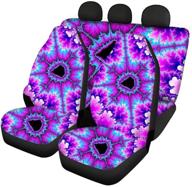 🌸 toaddmos abstract purple tie dye floral print car seat covers full set - comfortable front seat covers and split bench cover kit, universal fit for vehicles - auto interior accessories decor logo