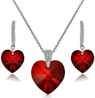 sterling silver heart necklace and dangle earrings set with sparkling european crystal logo