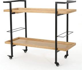 img 4 attached to 🛒 Natural Finish & Black Gerard Industrial Wooden Bar Cart by Christopher Knight Home