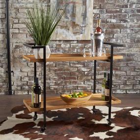 img 3 attached to 🛒 Natural Finish & Black Gerard Industrial Wooden Bar Cart by Christopher Knight Home