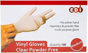 img 2 attached to 🧤 EDI Disposable Vinyl Gloves (Clear) - Powder-Free and Latex-Free: Unbeatable Protection and Comfort