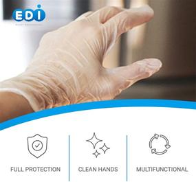 img 1 attached to 🧤 EDI Disposable Vinyl Gloves (Clear) - Powder-Free and Latex-Free: Unbeatable Protection and Comfort