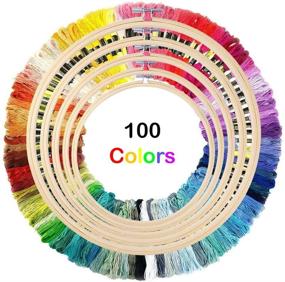 img 3 attached to 🧵 IvySkye Embroidery Kit: 100 Color Threads, 5 Bamboo Hoops, Aida Cloths, Needles, and More - Perfect for Cross Stitch and Needle Point Beginners